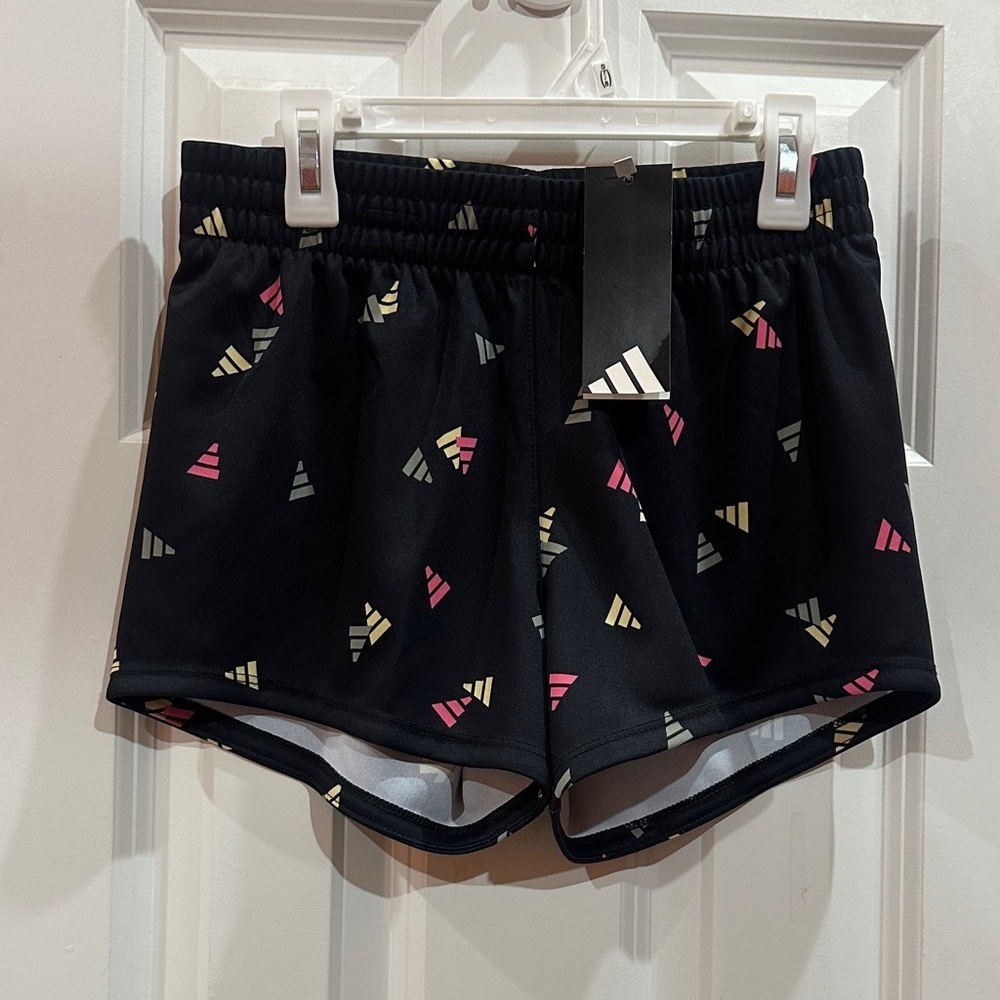 NEW Adidas Black Shorts with Colorful Triangles size 10/12